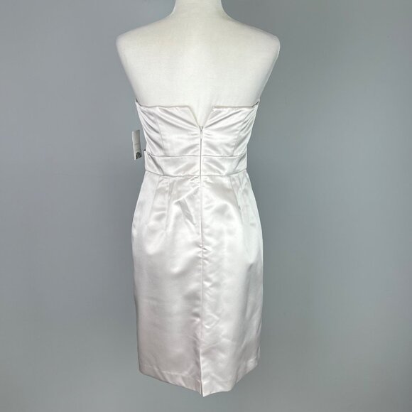Donna Morgan Womens White Satin Strapless Formal Dress Bow Pencil Skirt size 4 - Picture 5 of 11